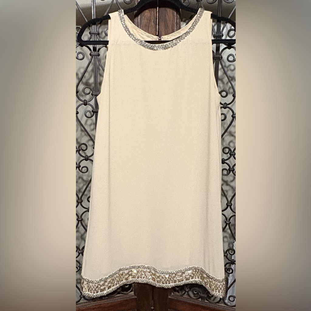 Luxe Cream Sleeveless Midi Dress With Beaded Trim